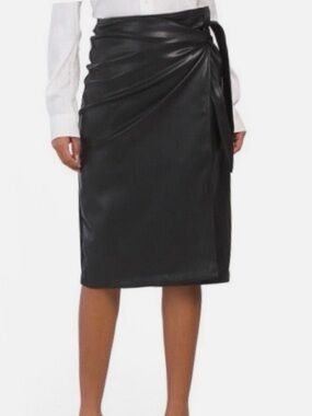 7 for All Mankind | Black Faux Leather Pleather Side Tie Pencil Skirt size Small